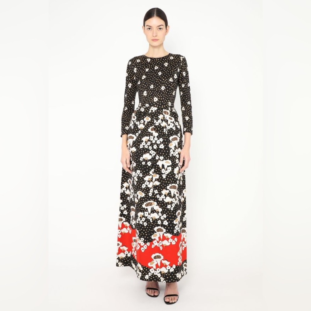 Lanvin RARE 1972 Printed Maxi Mushroom Dress